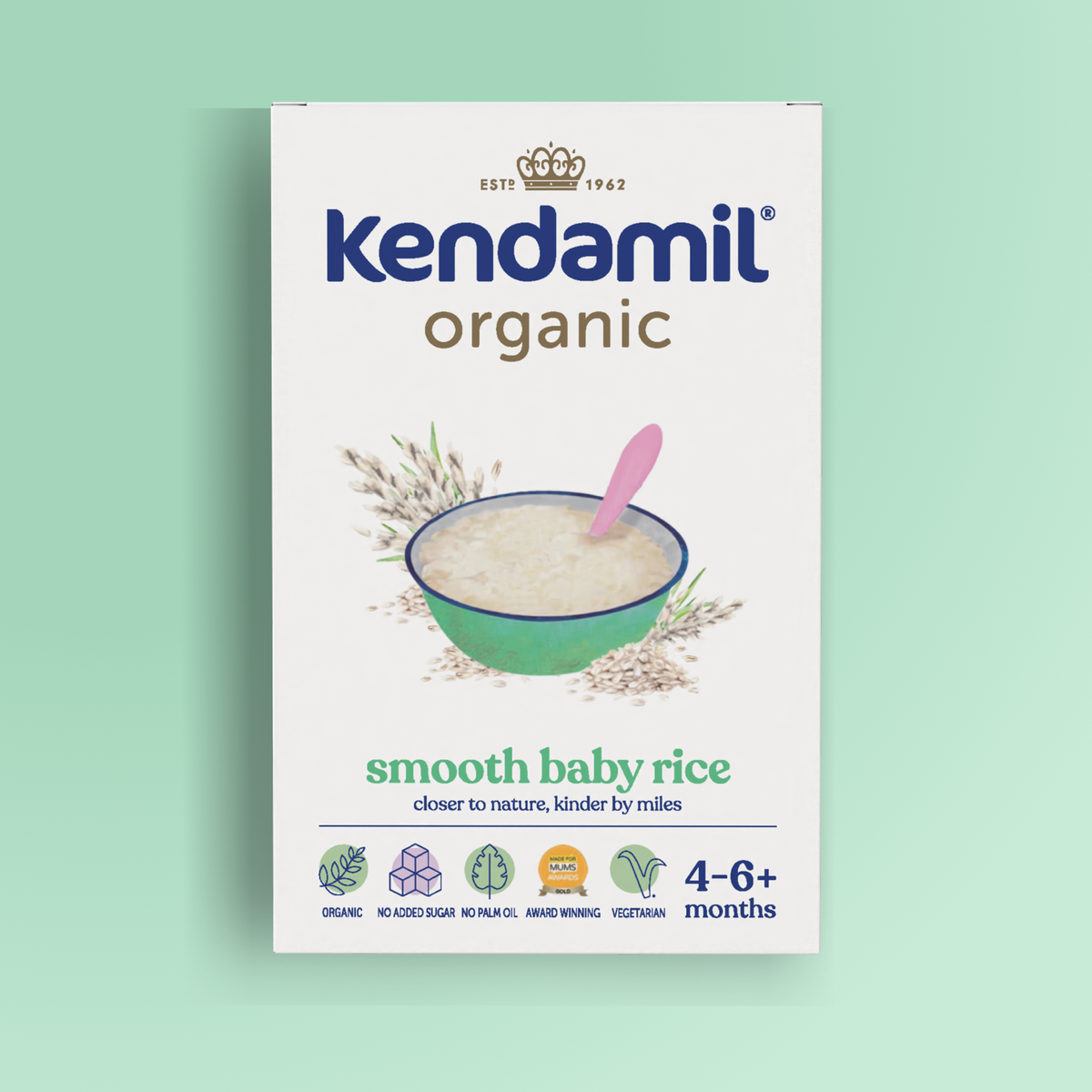 Kendamil organic smooth baby rice 7-pack, imported from the UK