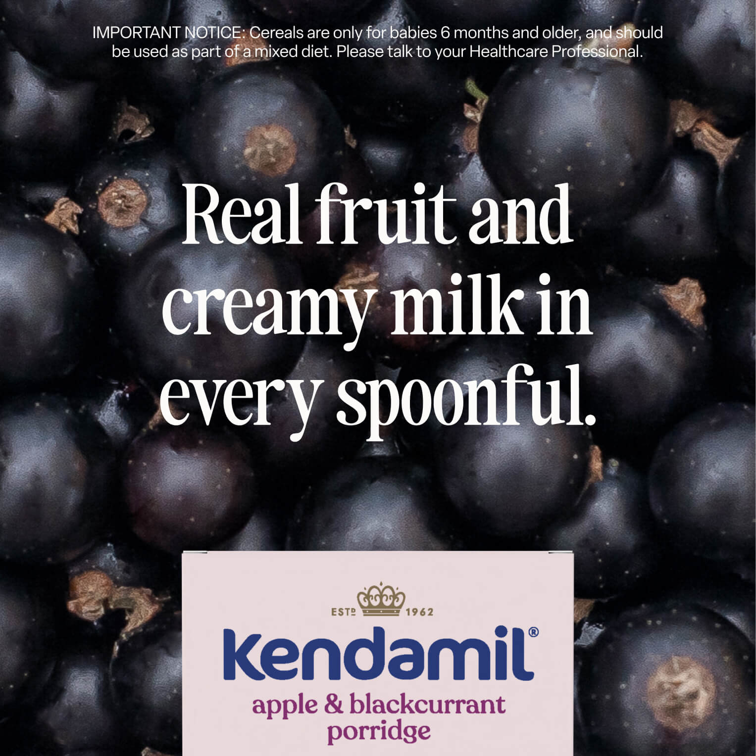 Kendamil apple and blackcurrant baby porridge 7-pack (British brand)