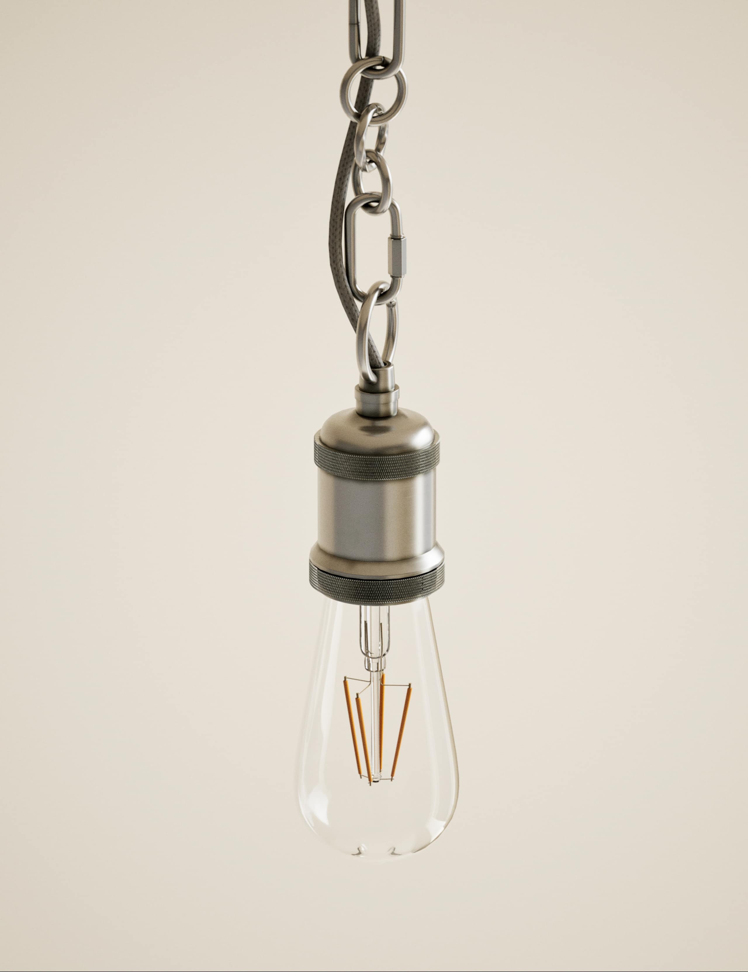 Chain lighting cable kit with metal chain and ceiling fitting (British brand)