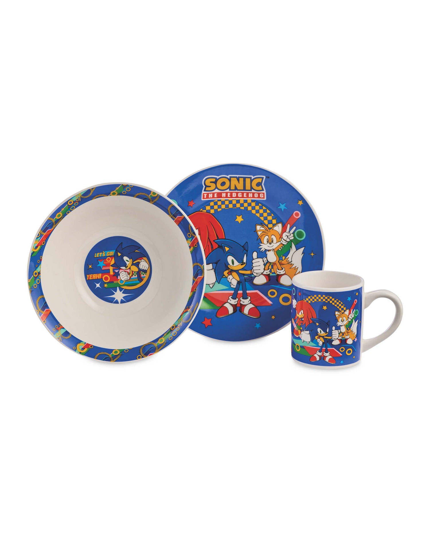 Character ceramic breakfast set 3-piece with plate, bowl and mug, UK version