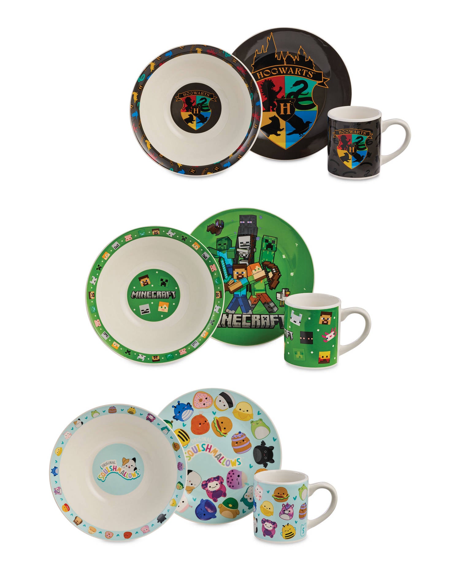 Character ceramic breakfast set 3-piece with plate, bowl and mug, UK version