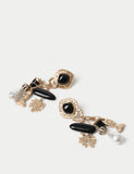 Charm drop earrings with zinc alloy, stone, and glass pearls, UK version