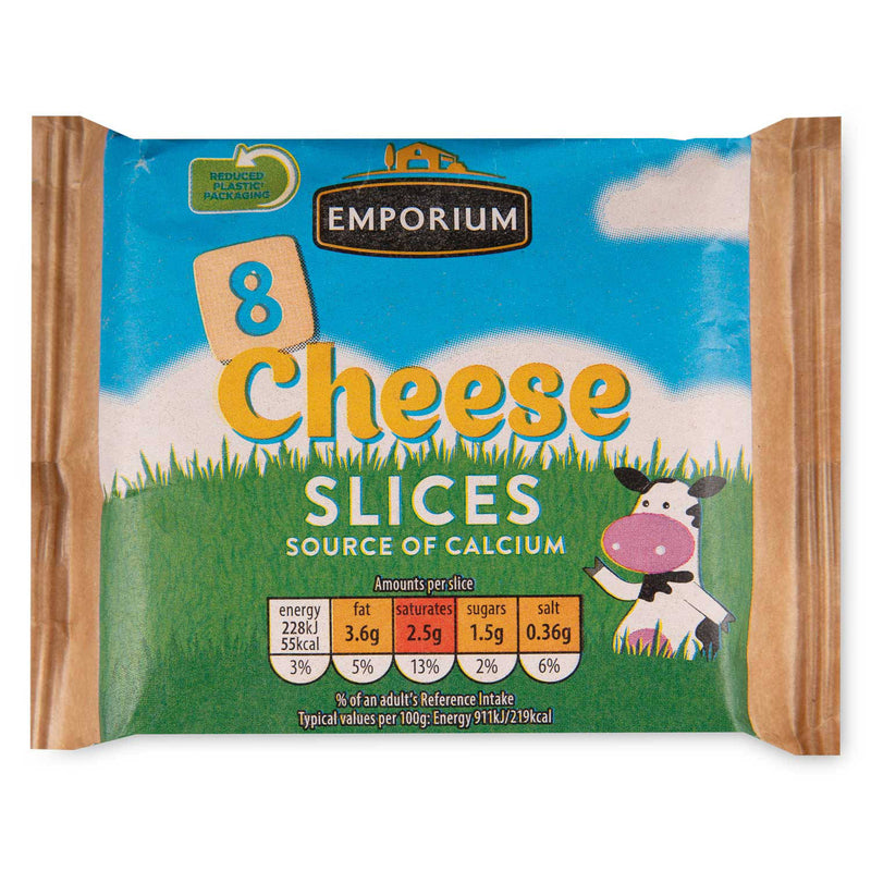 Cheese slices 8 pack, individually wrapped processed cheese - British product