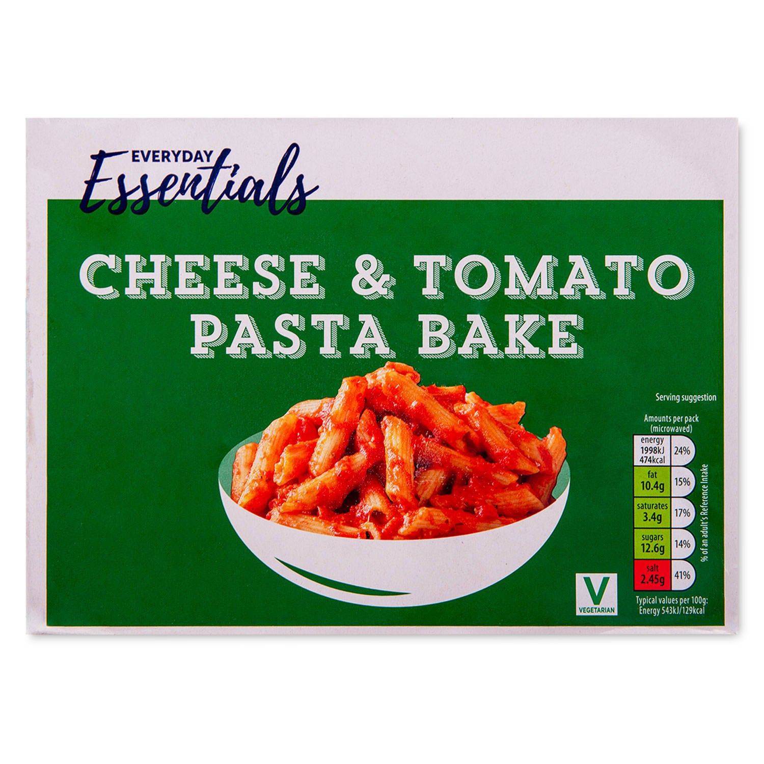 Cheese and tomato pasta bake with penne and mozzarella, UK version