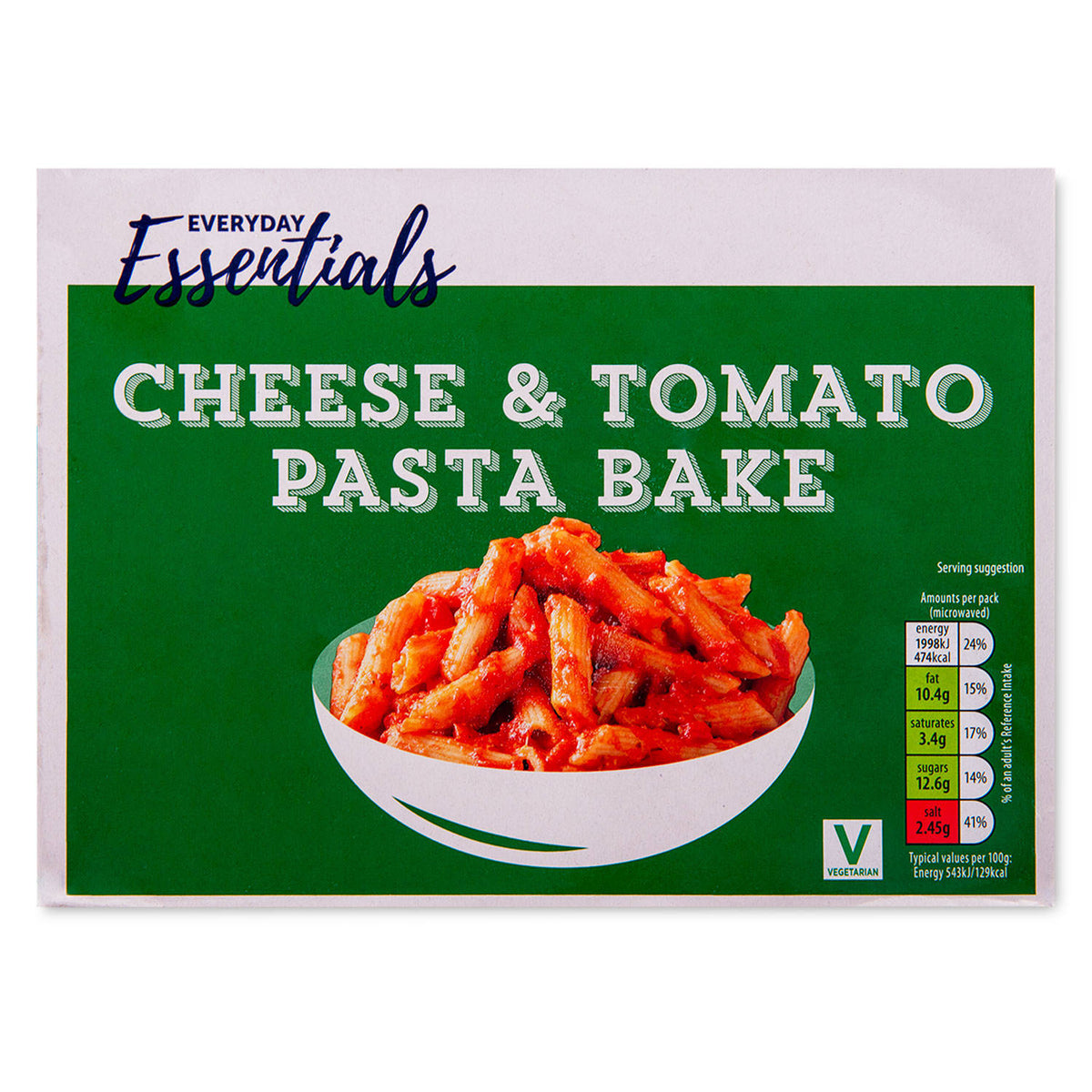 Cheese and tomato pasta bake with penne and mozzarella, UK version