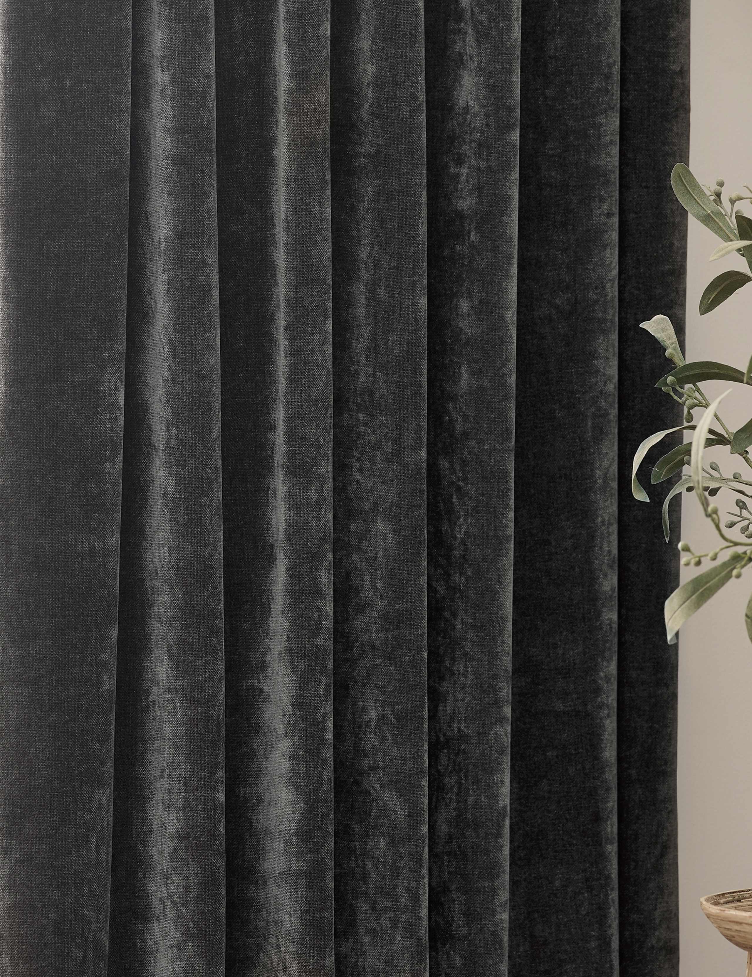 Yard Chenille Blackout Pencil Pleat Curtains, imported from the UK