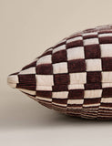 Chenille checked quilted square cushion 50cm, imported from the UK