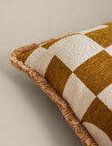 Geometric chenille jacquard fringed cushion, UK version