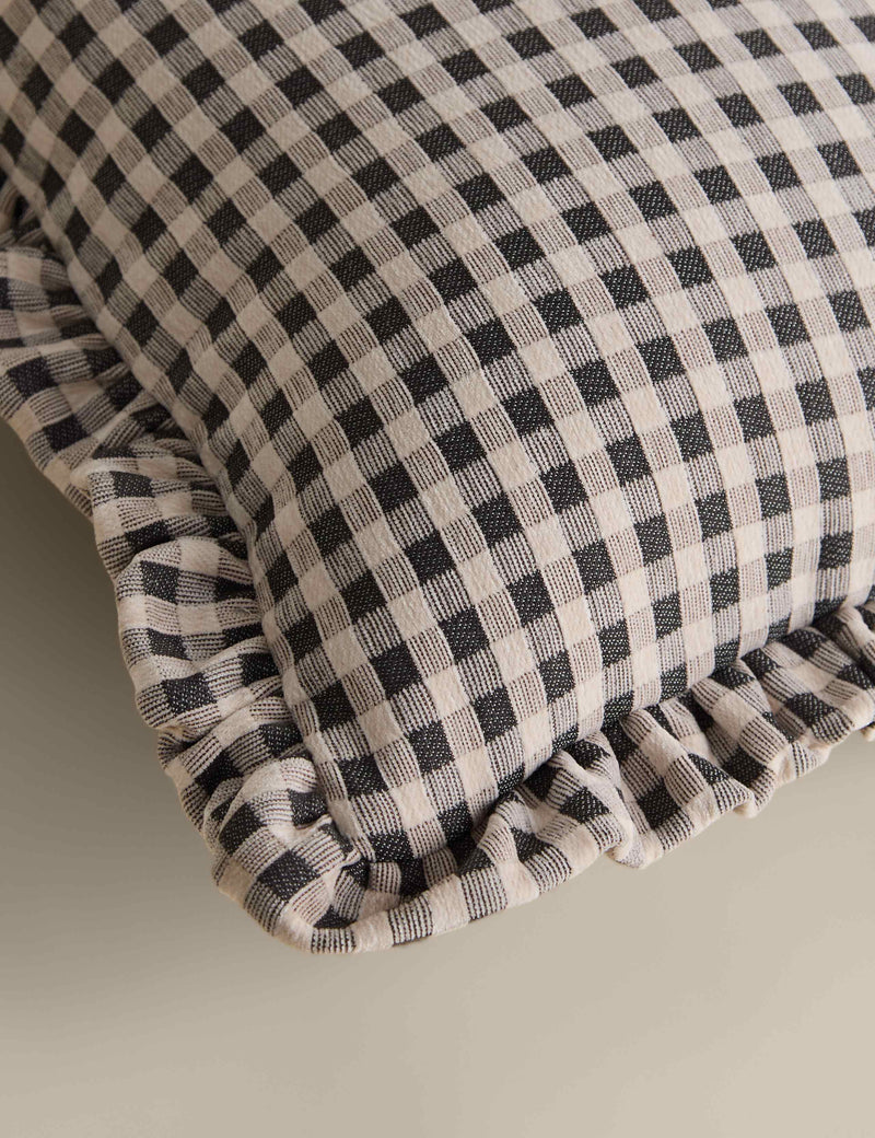 Chenille woven gingham cushion 45cm - British product