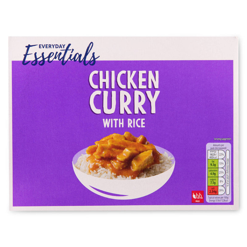 Frozen chicken curry with rice, imported from the UK