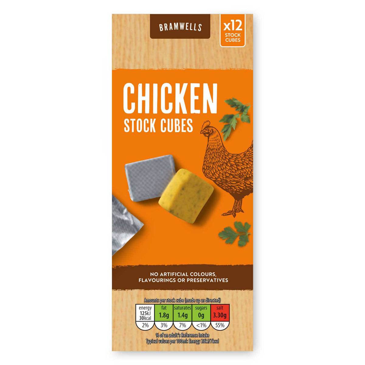 Chicken stock cubes for savoury cooking, UK version