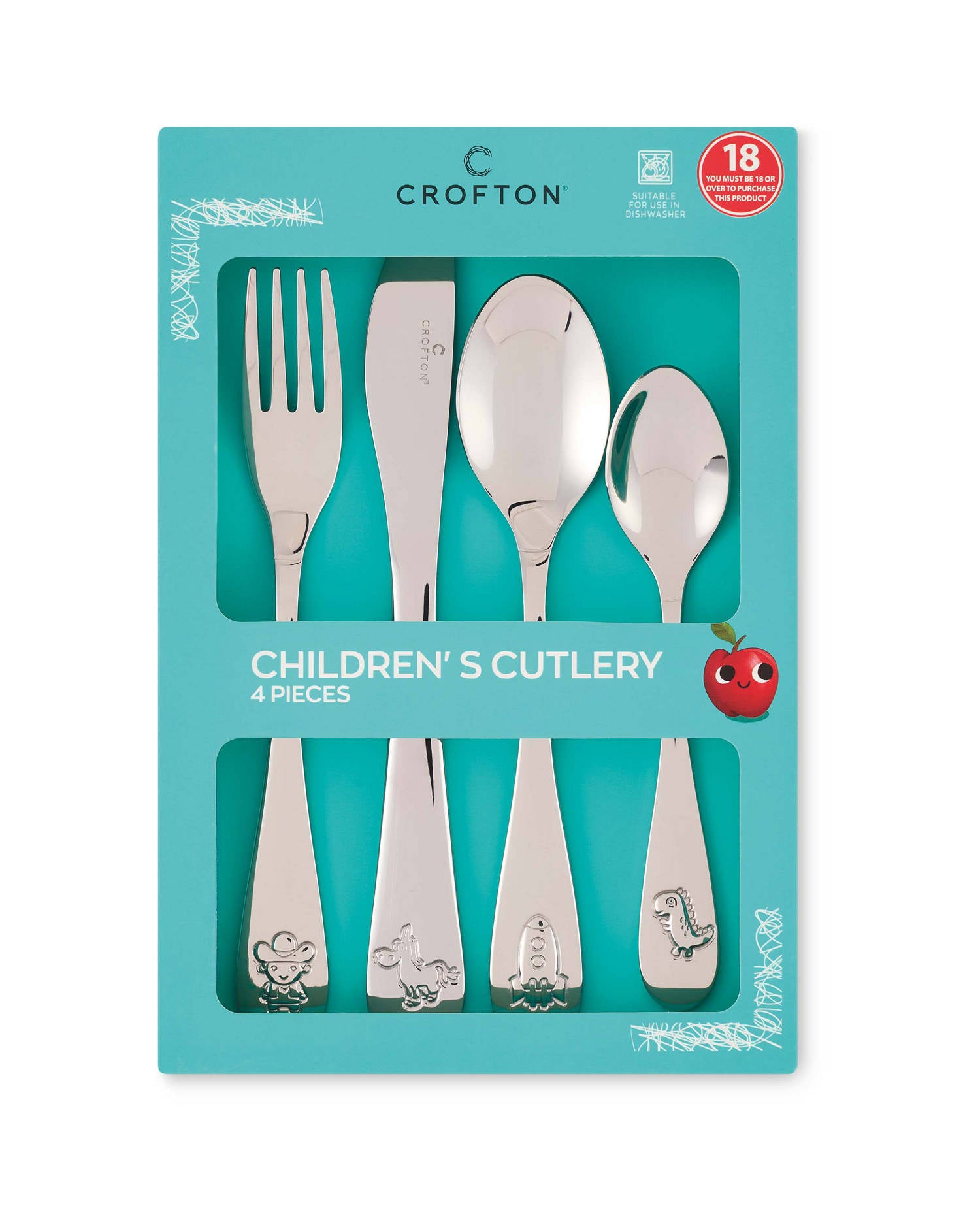 Children's cutlery set with fork, knife and spoon - British product