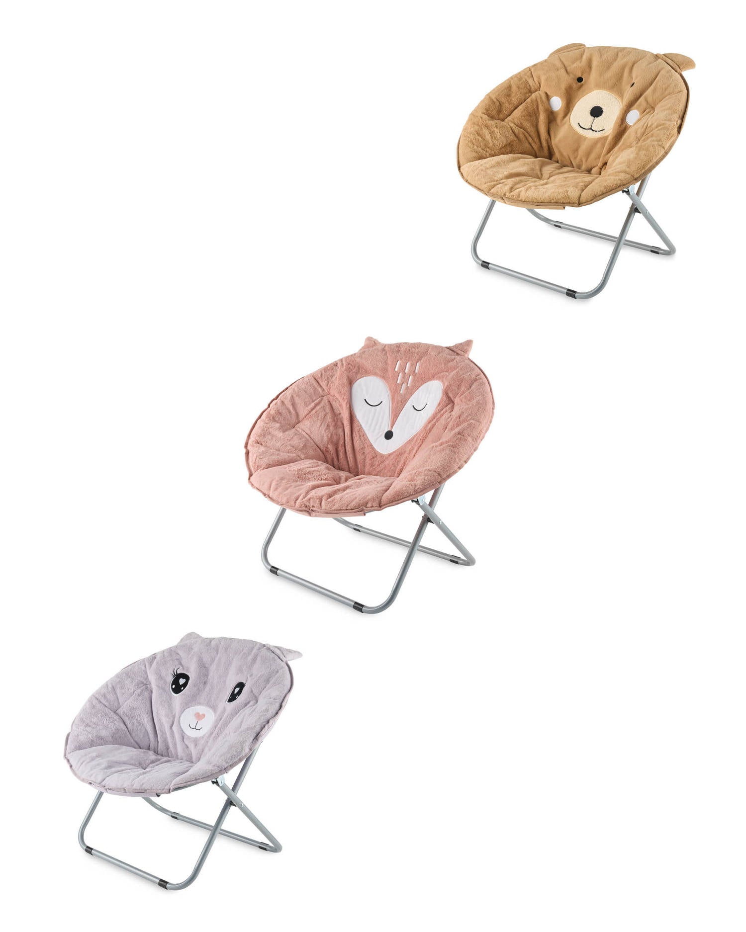 Children's saucer chair with metal frame and animal designs (British brand)