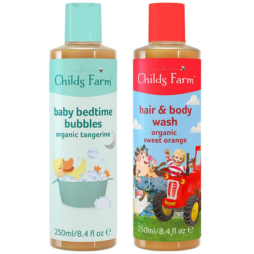 Childs Farm Hair & Body Wash & Baby Bedtime Bubble Bath Bundle GOODS ASDA   