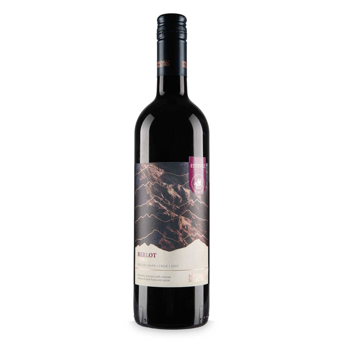 Chilean Merlot Reserva wine, imported from the UK