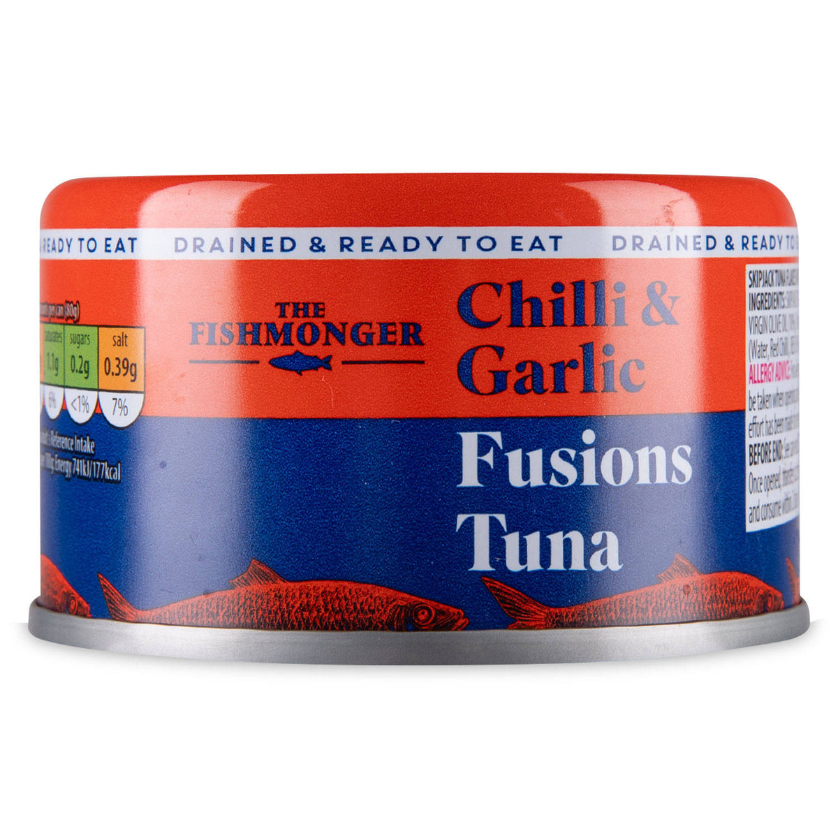 Canned chilli and garlic skipjack tuna - British product