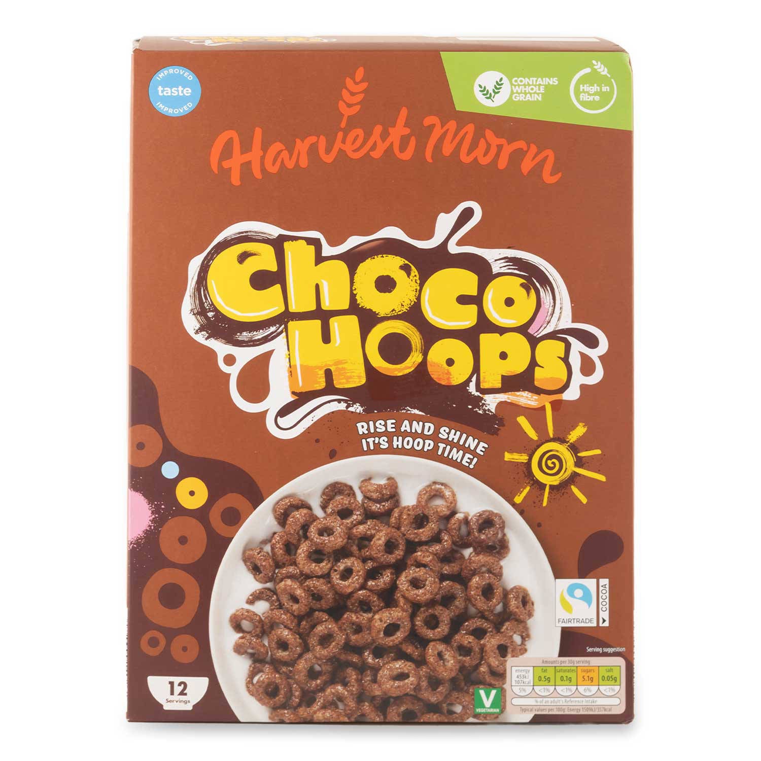 Gluten-free chocolate hoop cereal, UK version
