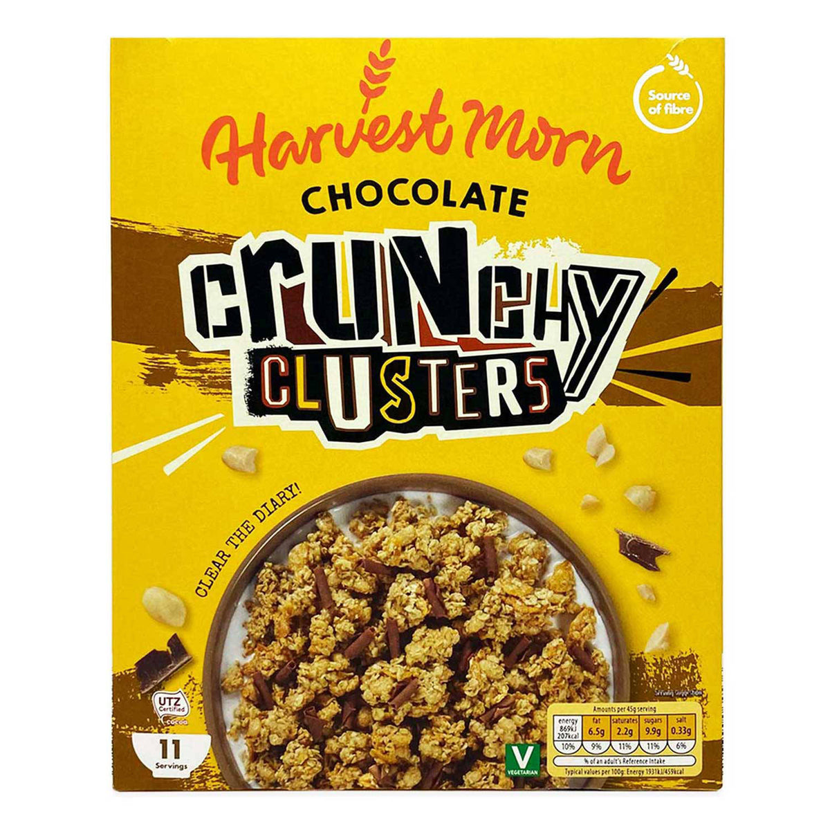 Chocolate Crunchy Clusters cereal, imported from the UK