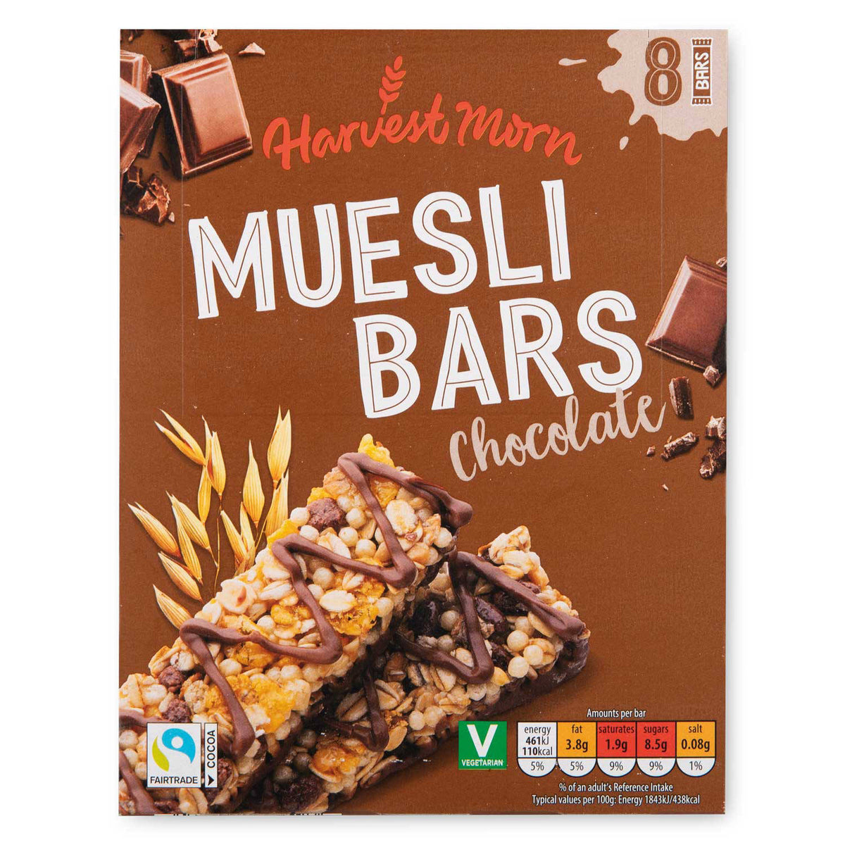 Chocolate muesli bars 8-pack of 25g (British brand)