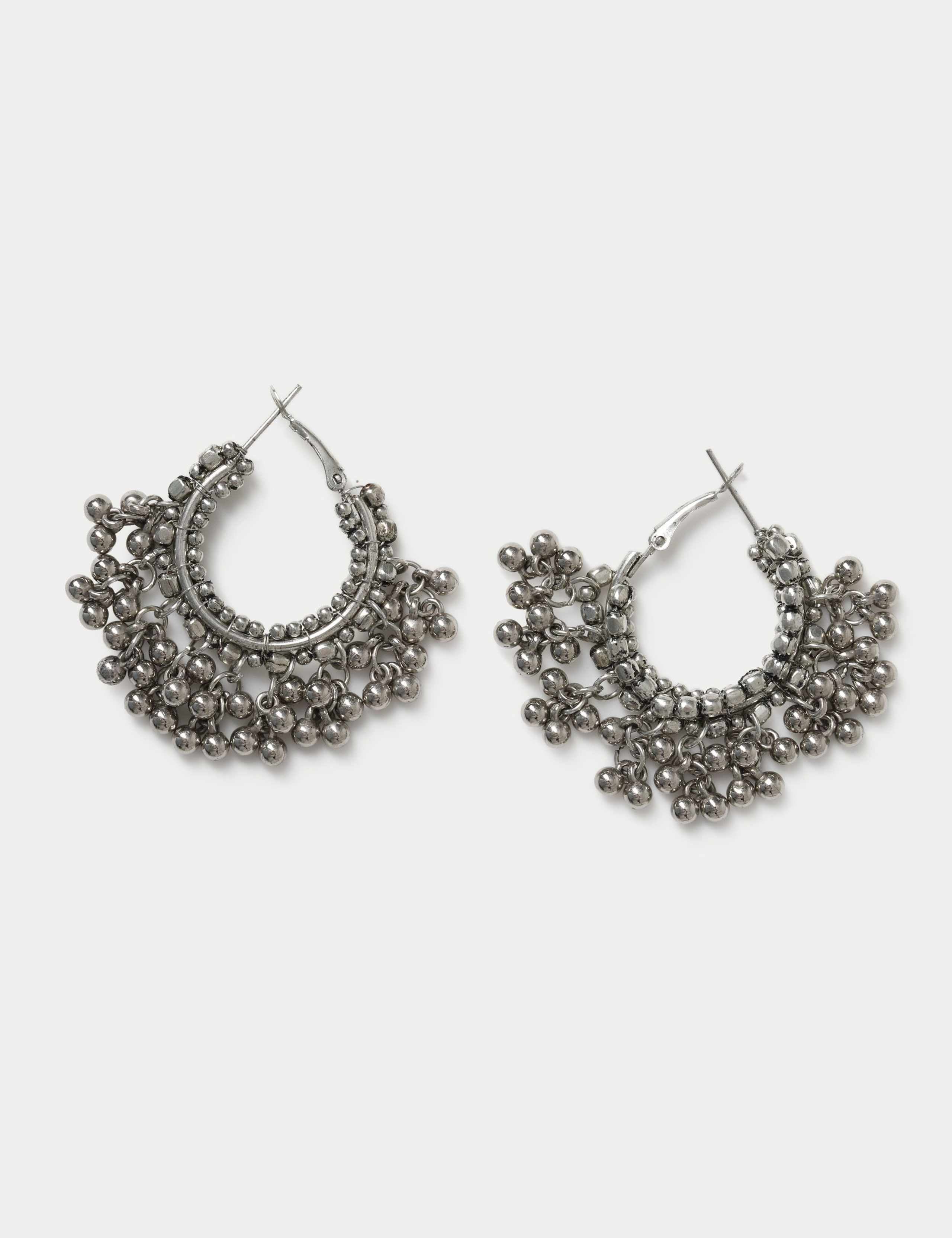 Chunky beaded hoop earrings hinged fastening - British product