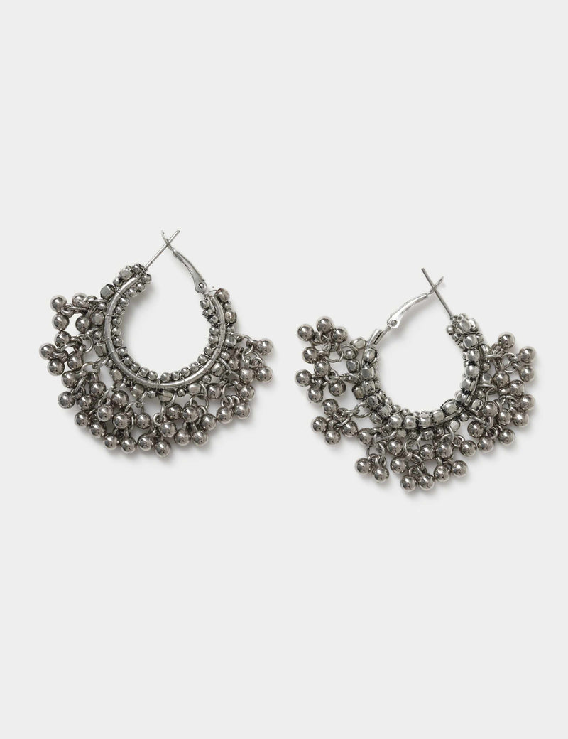 Chunky beaded hoop earrings hinged fastening - British product
