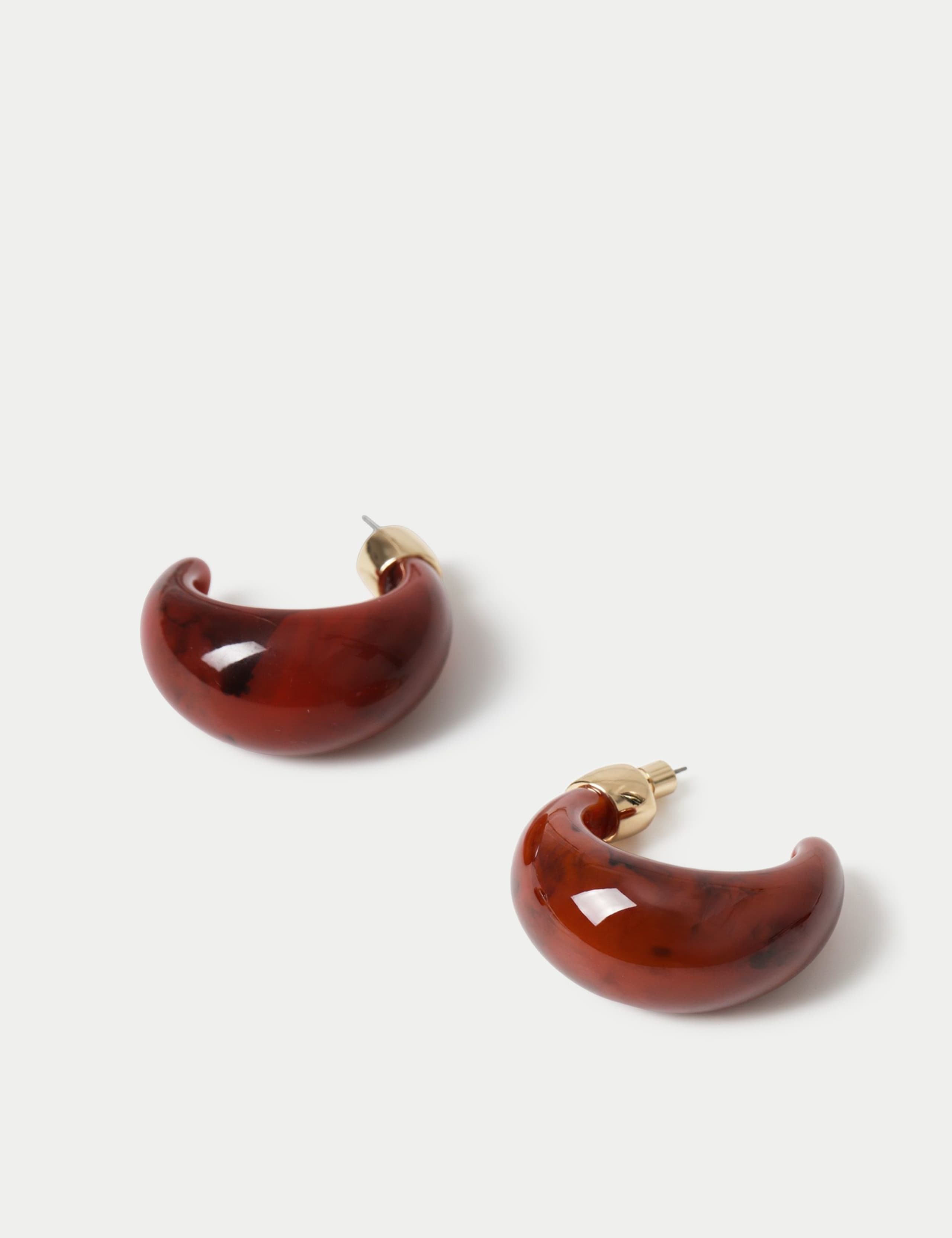 Chunky resin hoop earrings, stud fastening, 50mm width - British product