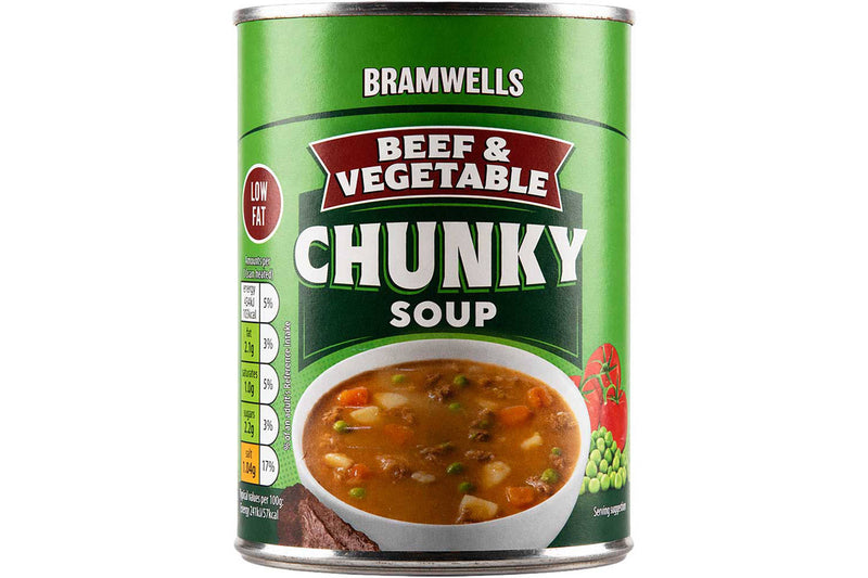 Chunky beef soup (British brand) for a hearty meal