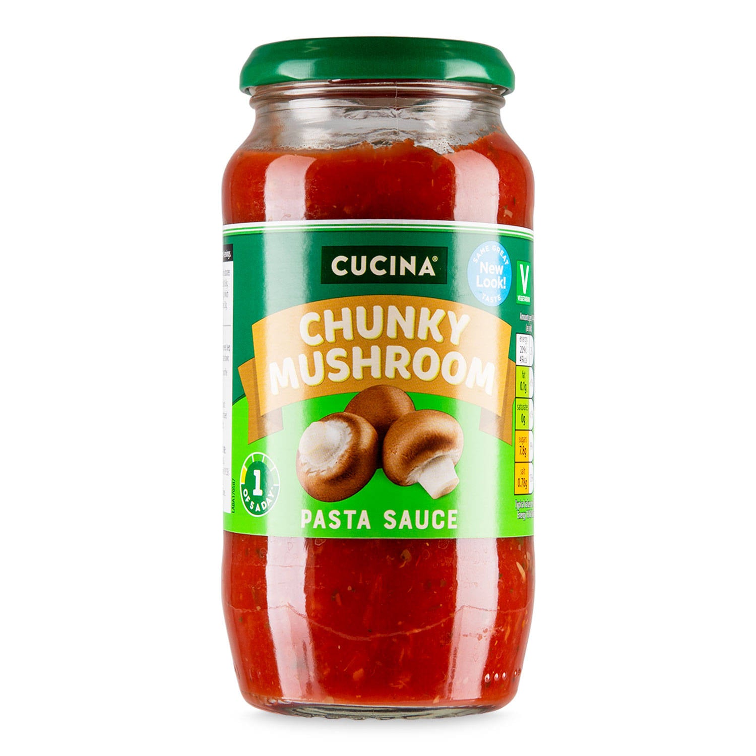 Chunky mushroom pasta sauce, imported from the UK