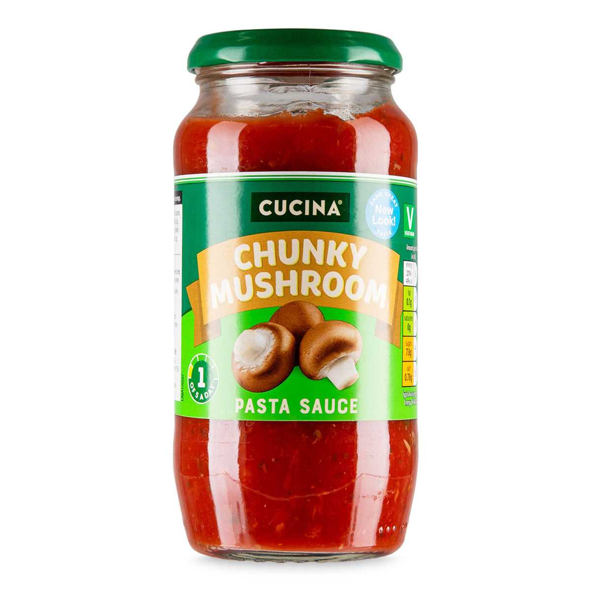 Chunky mushroom pasta sauce, imported from the UK