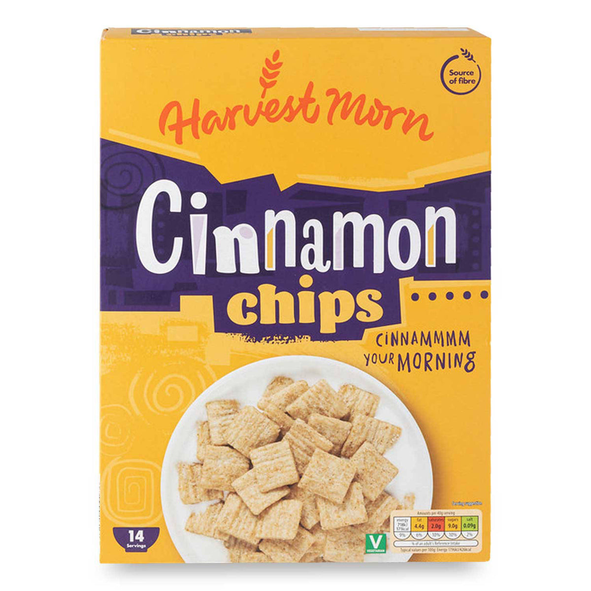 Cinnamon chips cereal, wheat flakes with cinnamon (British brand)