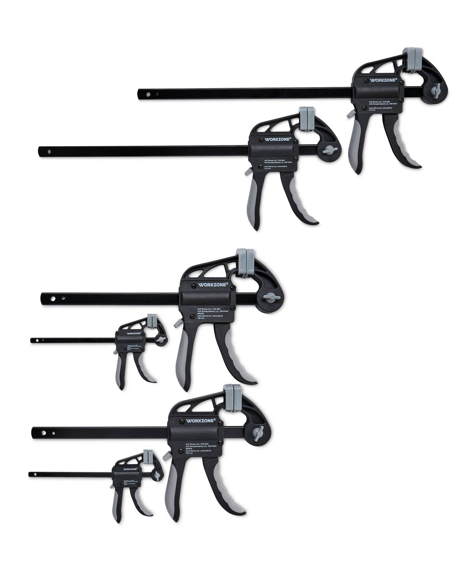 Clamping jaw set with 4-piece ratcheting clamps, imported from the UK