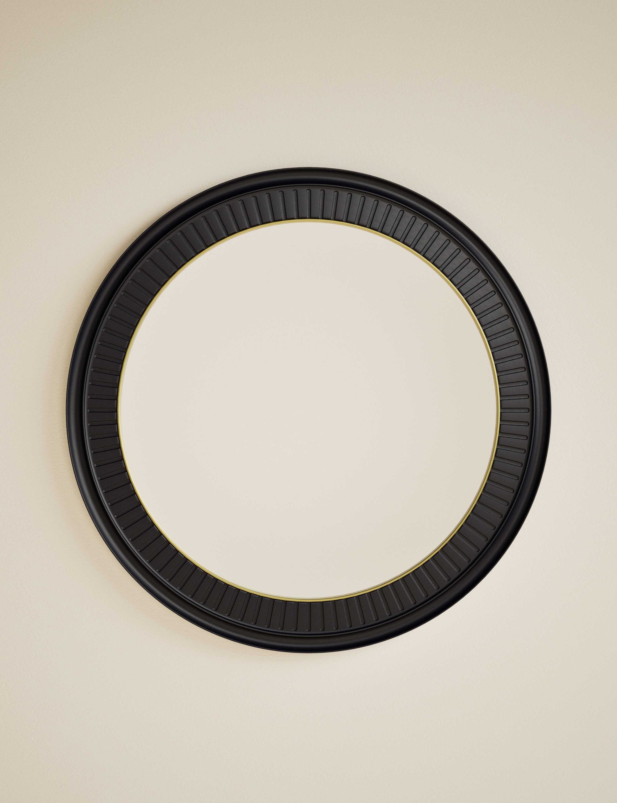Classic carved round mirror with wooden frame 90 cm - British product