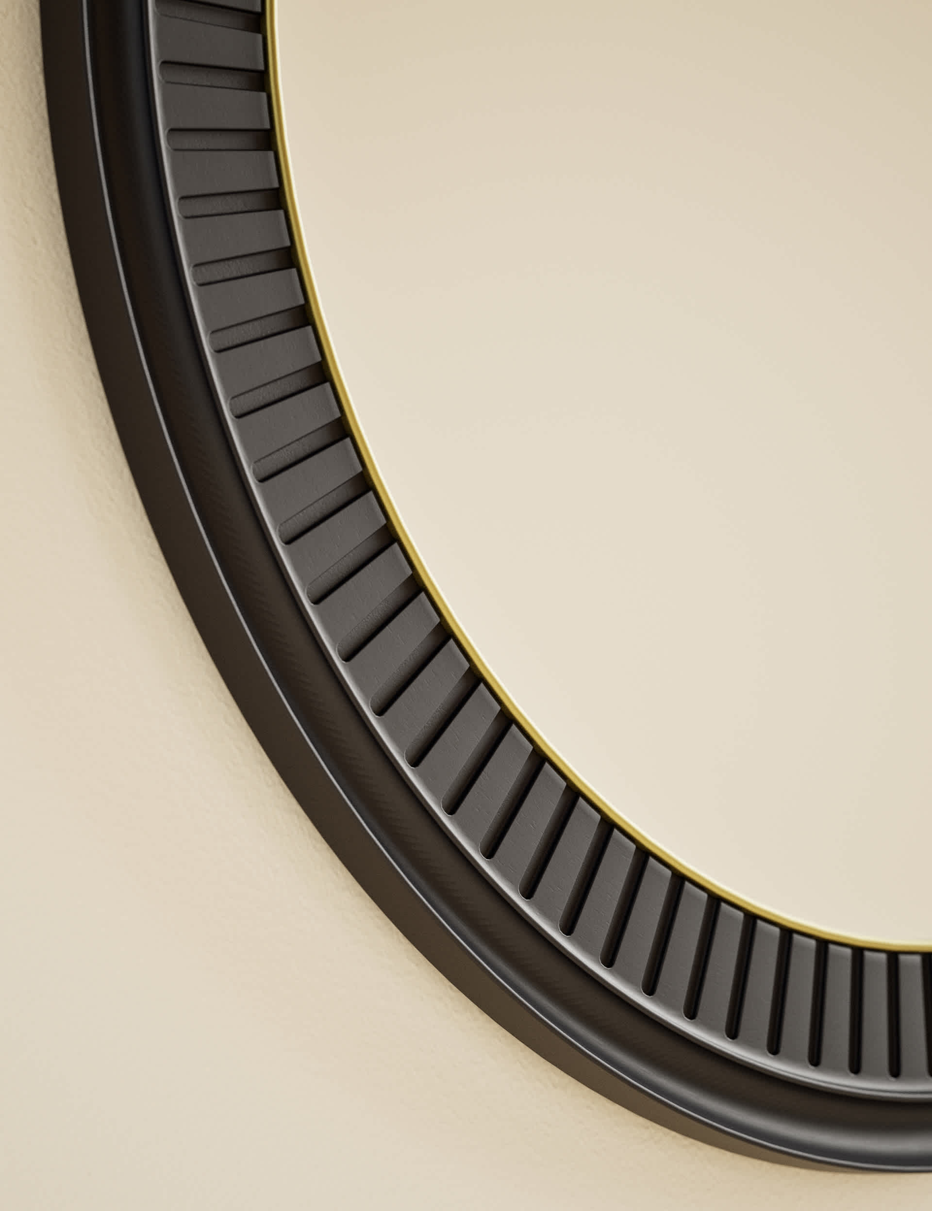 Classic carved round mirror with wooden frame 90 cm - British product