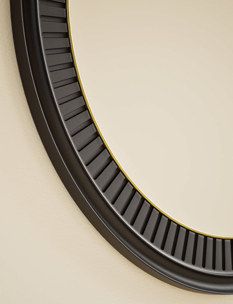 Classic carved round mirror with wooden frame 90 cm - British product