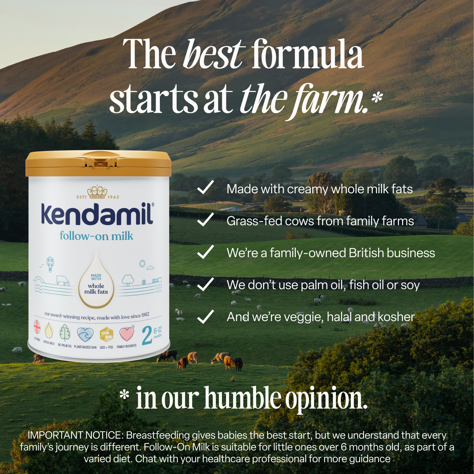 Kendamil Classic follow-on milk Stage 2 baby formula, imported from the UK