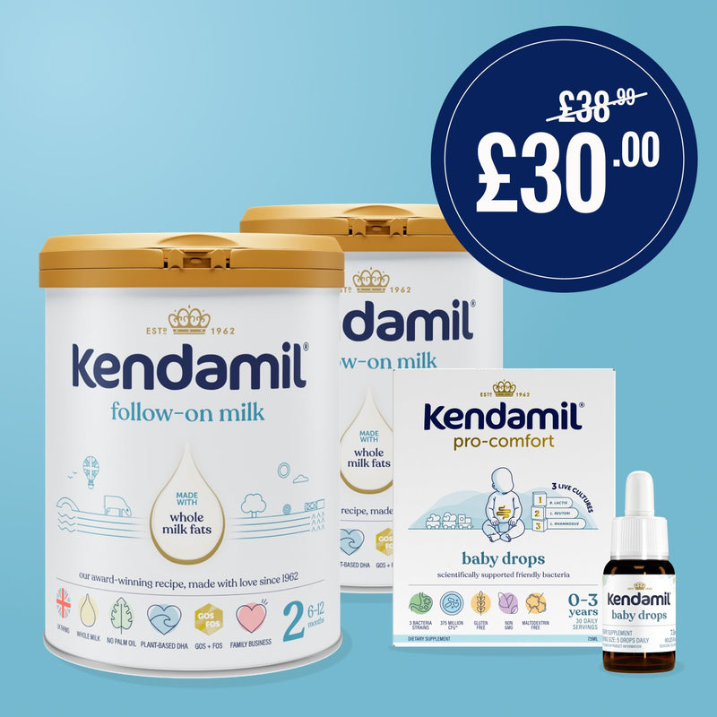 Kendamil saver bundle with Follow-On Milk and baby drops - British product