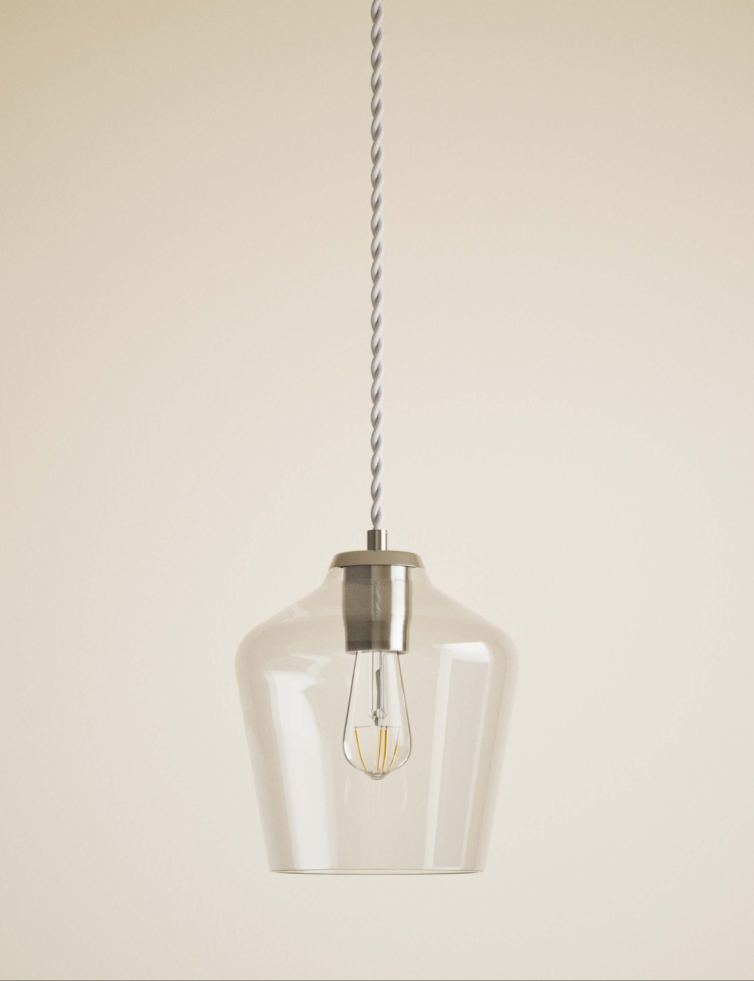 Claudia pendant light clear glass shade, imported from the UK