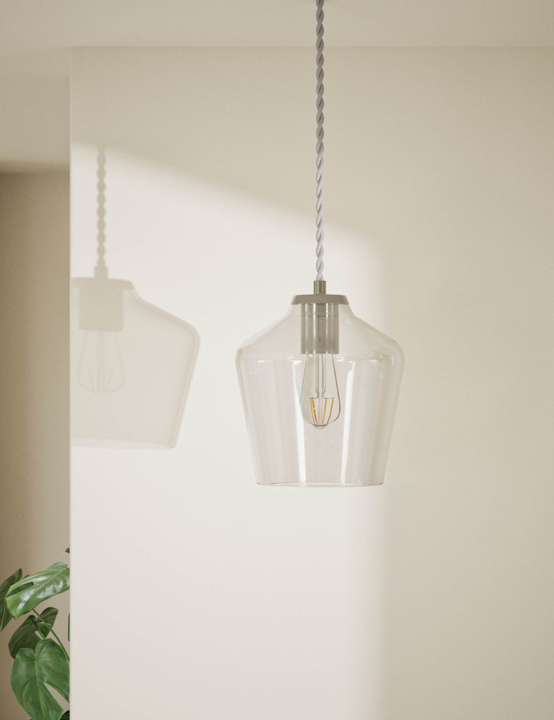 Claudia pendant light clear glass shade, imported from the UK