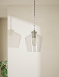 Claudia pendant light clear glass shade, imported from the UK