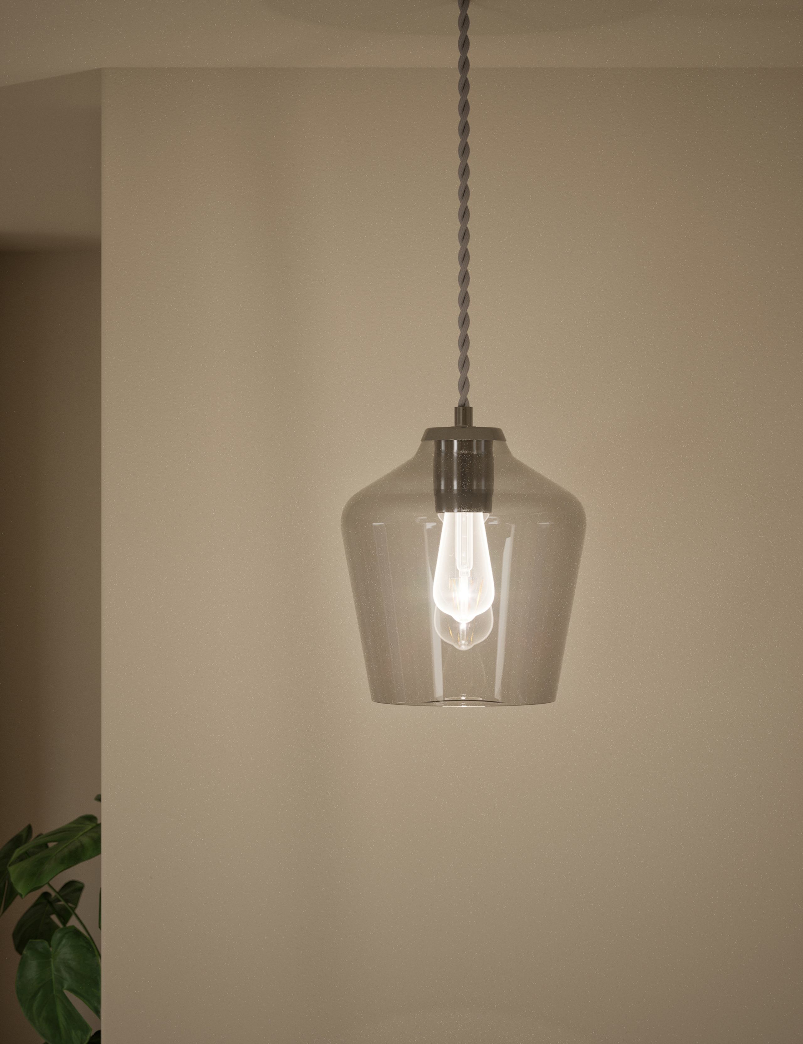 Claudia pendant light clear glass shade, imported from the UK