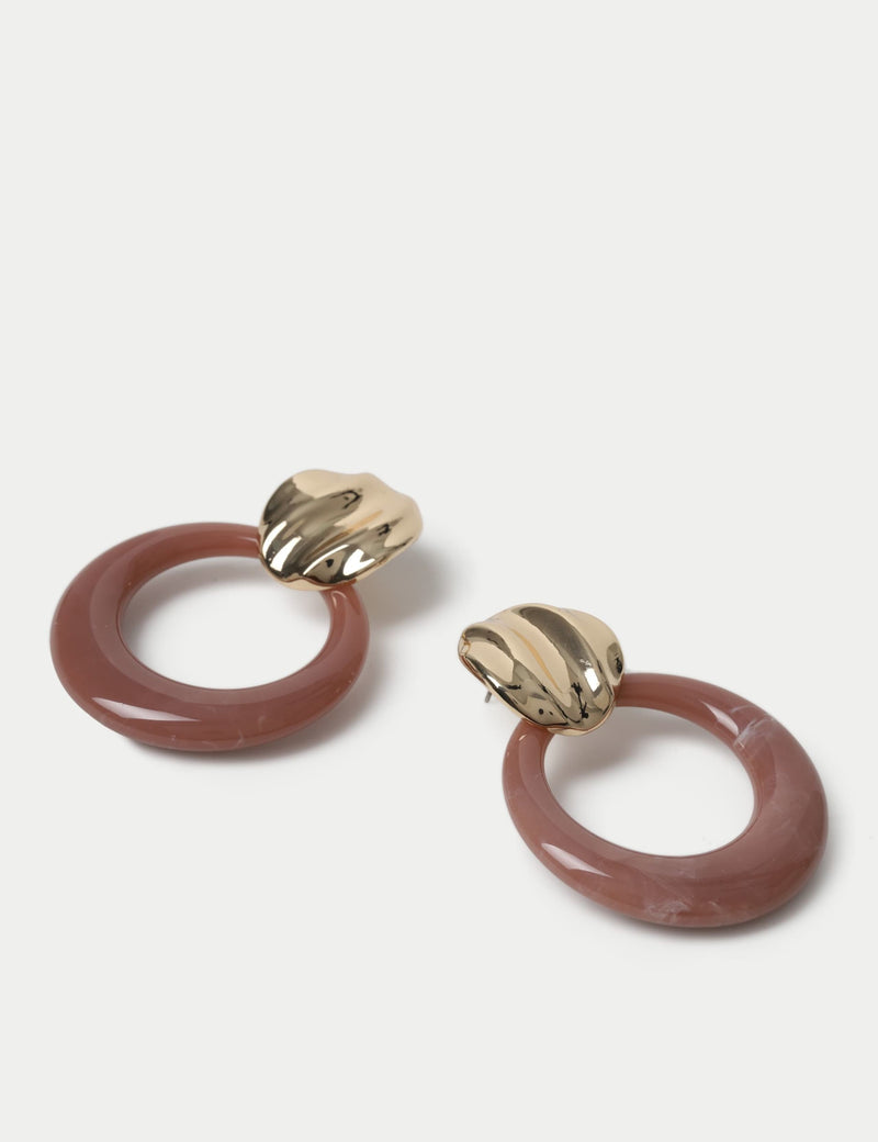 Resin open drop earrings with metal back fastening (British brand)