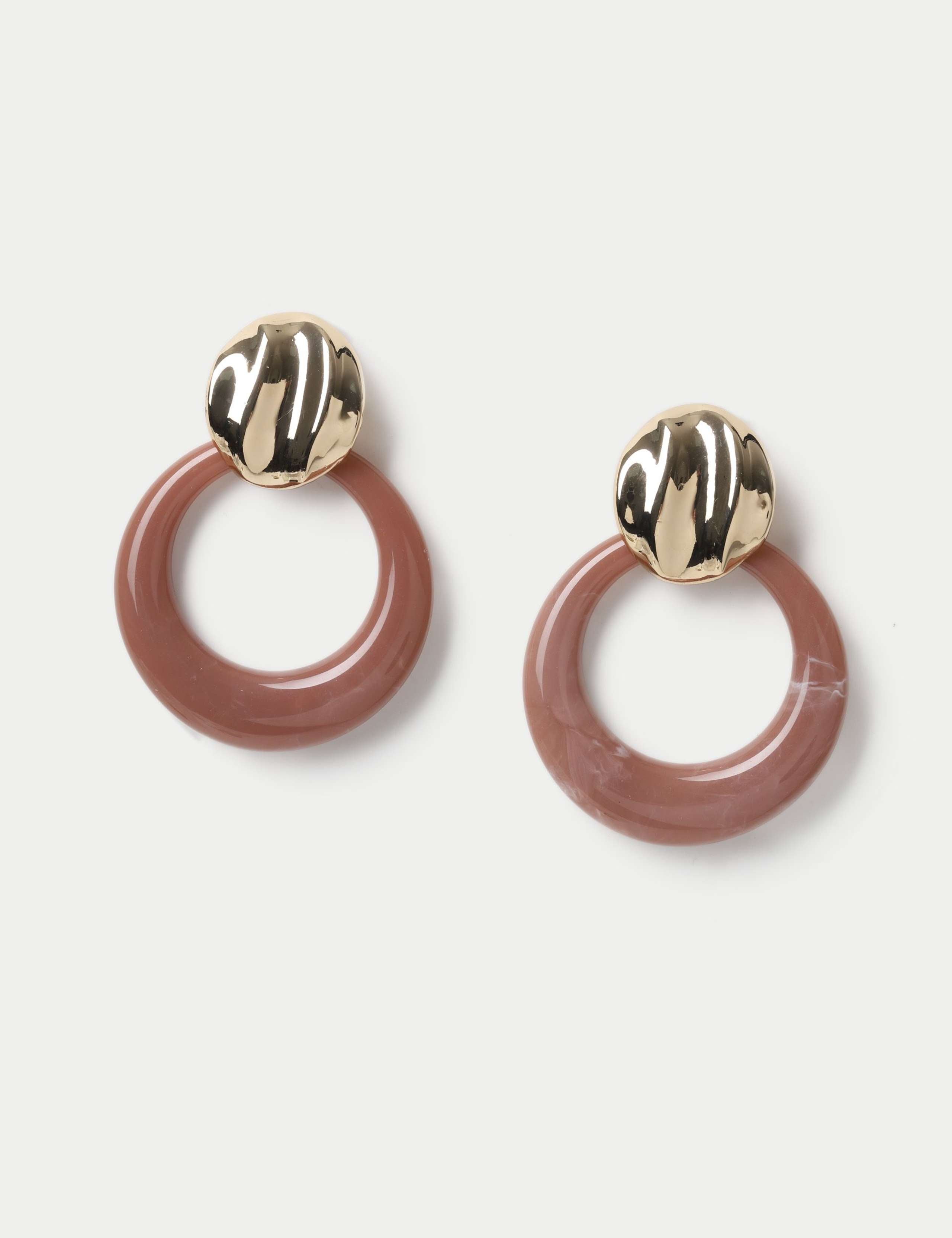 Resin open drop earrings with metal back fastening (British brand)
