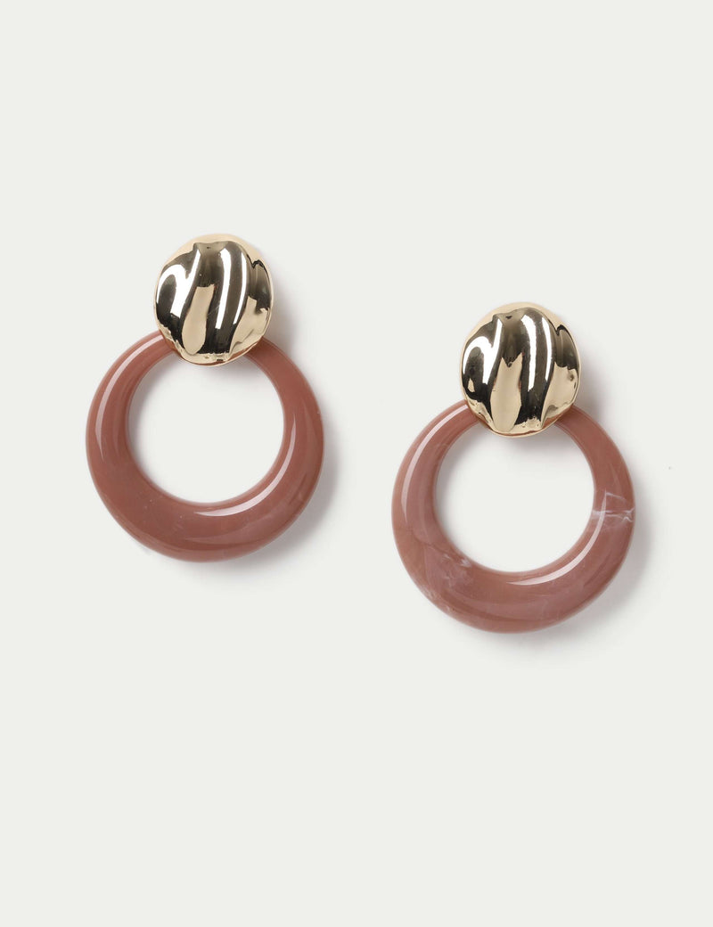 Resin open drop earrings with metal back fastening (British brand)