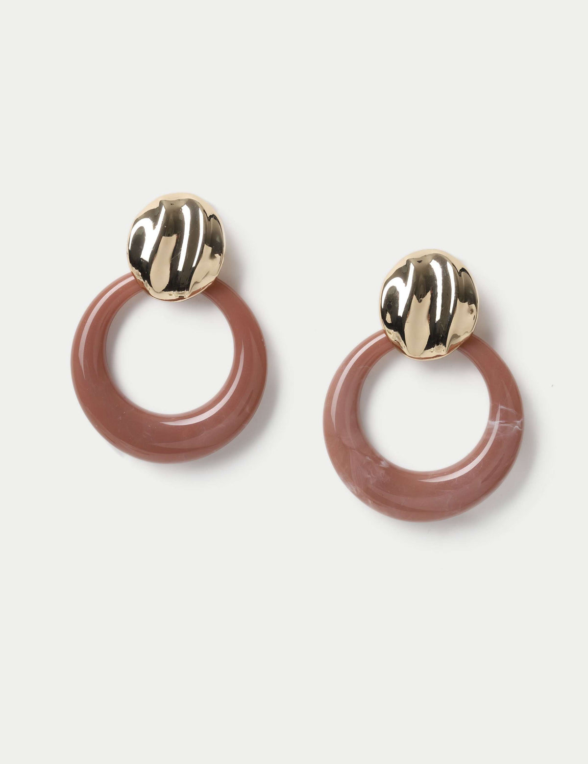 Resin open drop earrings with metal back fastening (British brand)