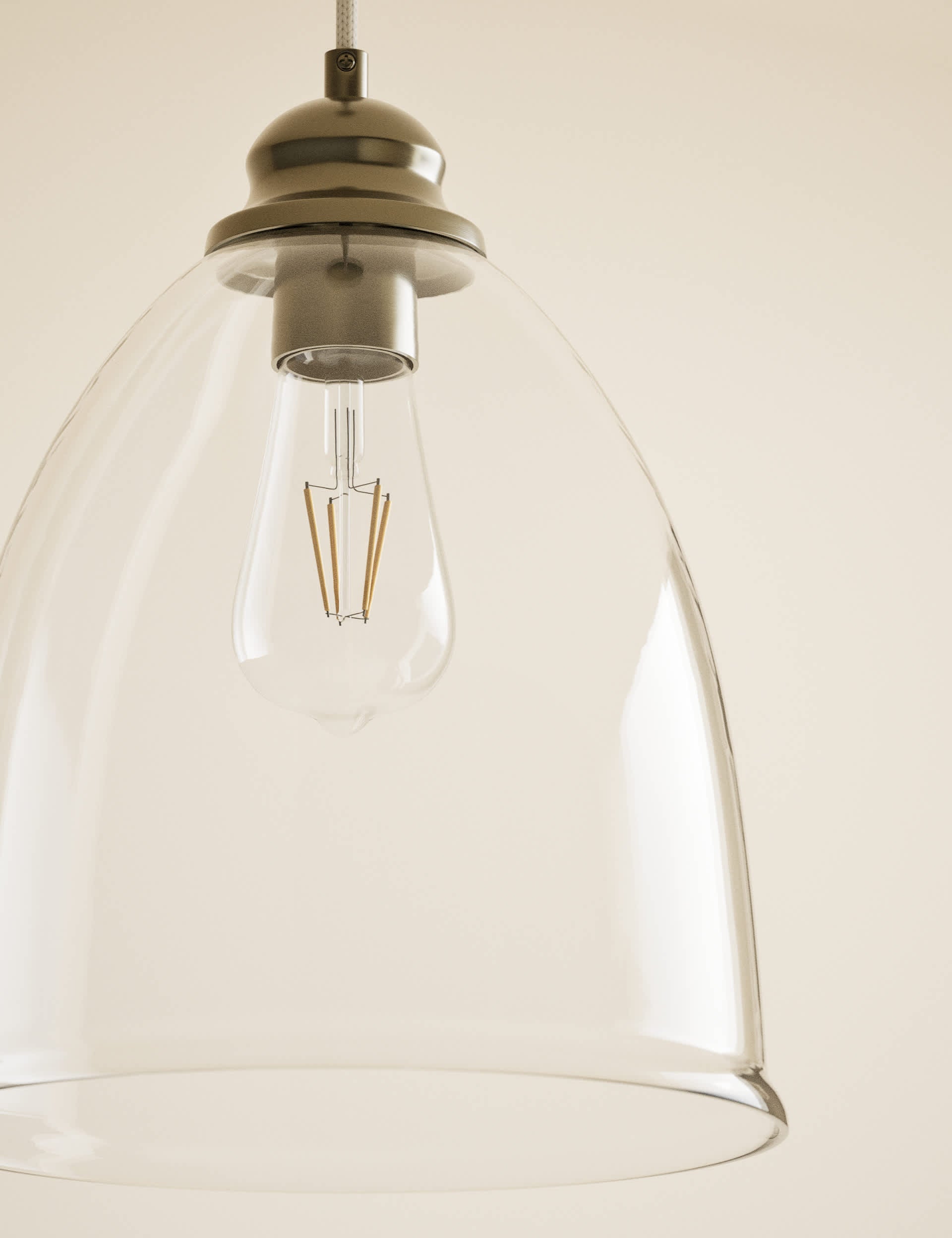 Clear glass bell shape pendant light 26 cm wide (British brand)