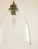 Clear glass bell shape pendant light 26 cm wide (British brand)