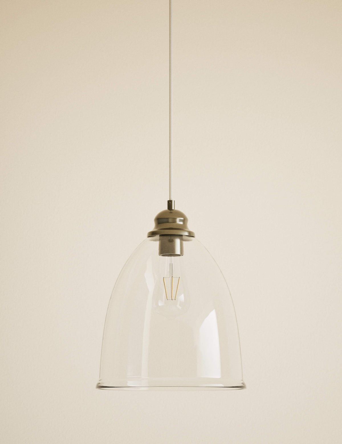 Clear glass bell shape pendant light 26 cm wide (British brand)