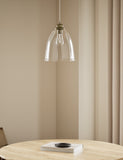 Clear glass bell shape pendant light 26 cm wide (British brand)