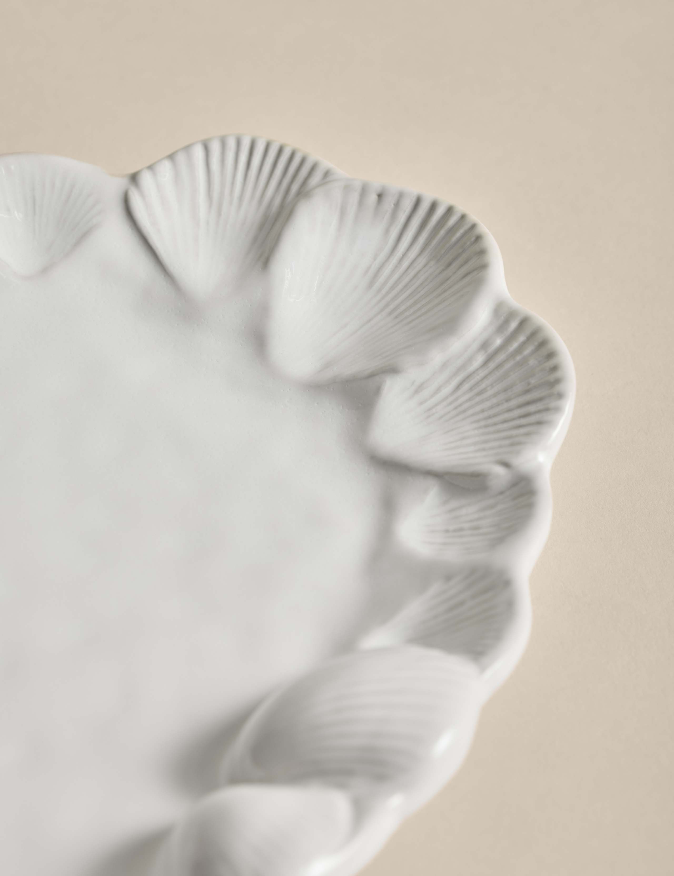 Coastal Bohemia stoneware serving platter with shell detail - British product