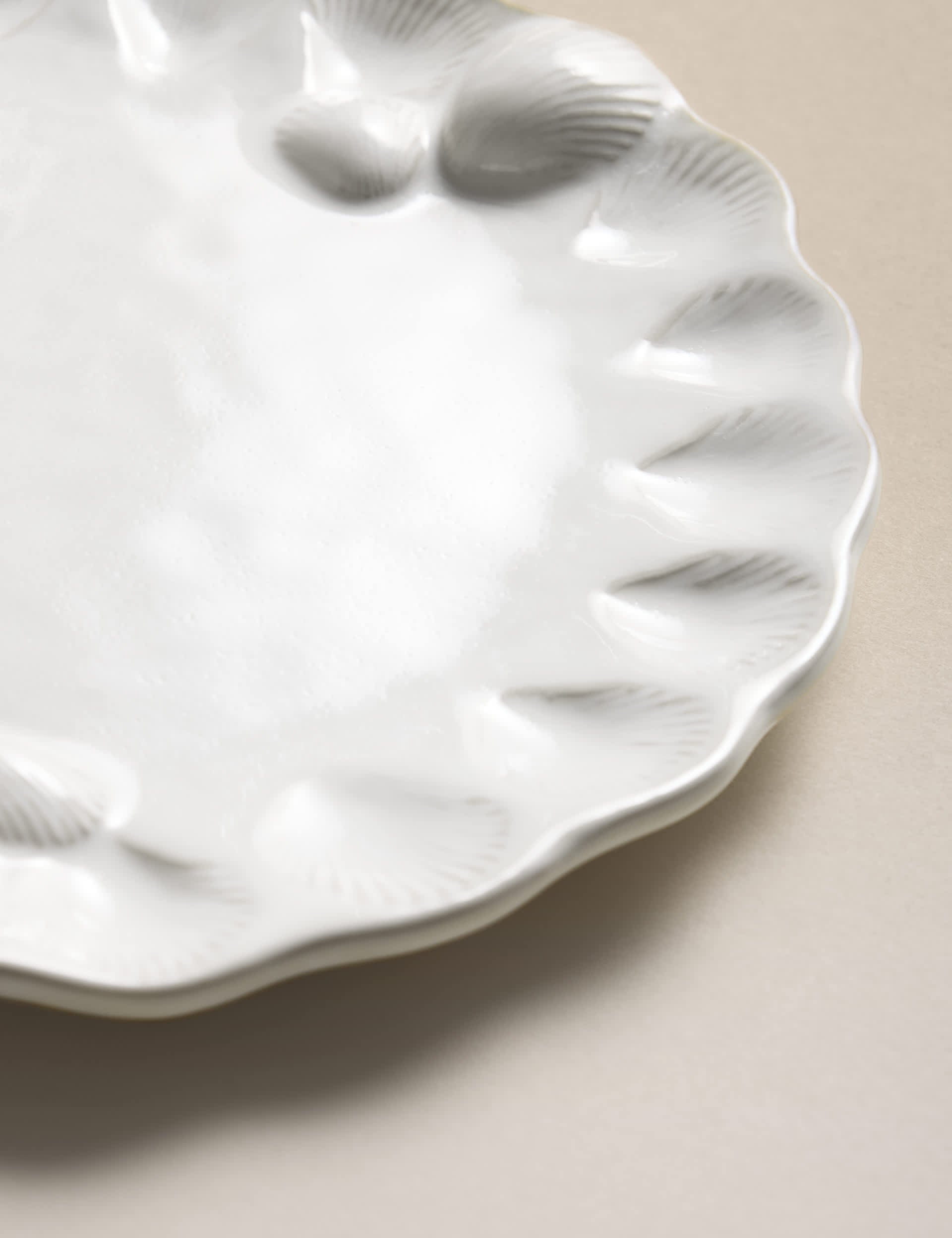 Coastal Bohemia stoneware side plate with shell detail, UK version